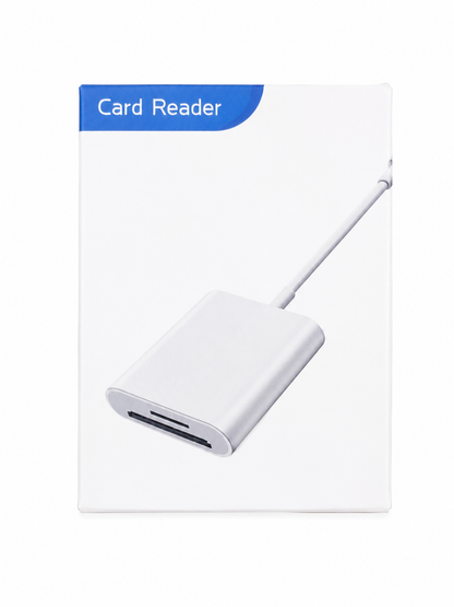 Lector de tarjetas SD con conexión USb para transferencia de datos.