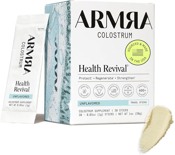 Polvo de calostro | Sin sabor | Salud intestinal e hinchazón | Piel y cabello | Inmunidad | Keto, gluten y sin grasa | 30 porciones.