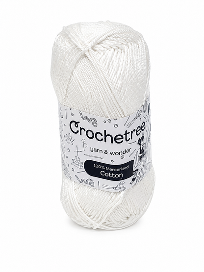 Hilo para crochet de algodón mercerizado en color blanco.