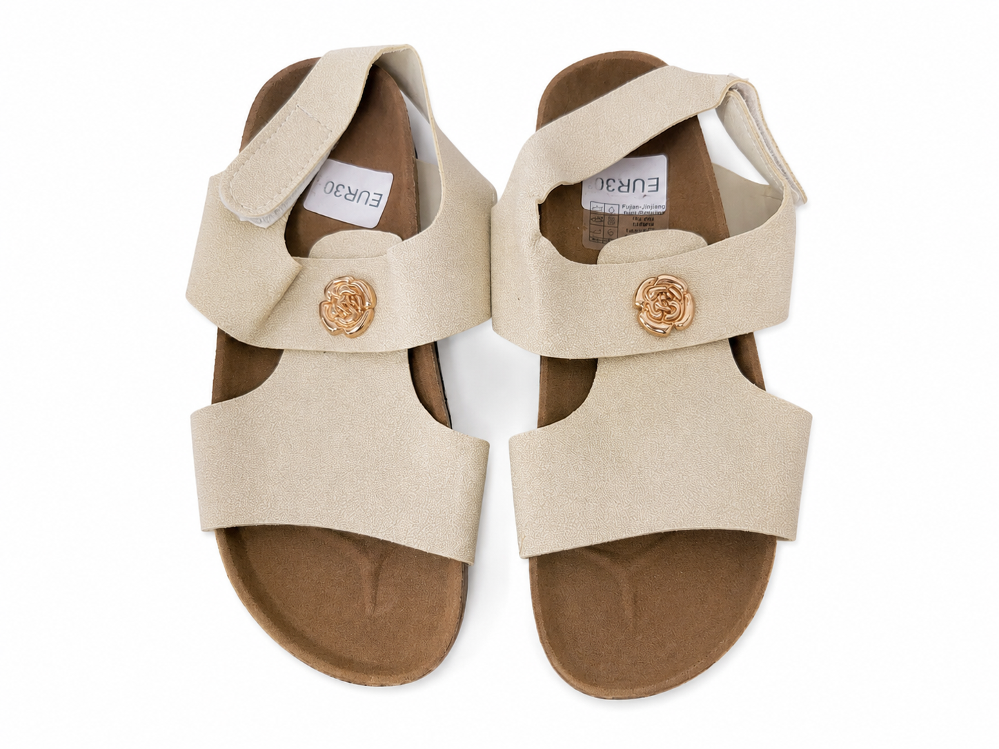Sandalias Ajustables para Mujer Color Beige.Talla 30.