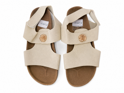 Sandalias Ajustables para Mujer Color Beige.Talla 30.