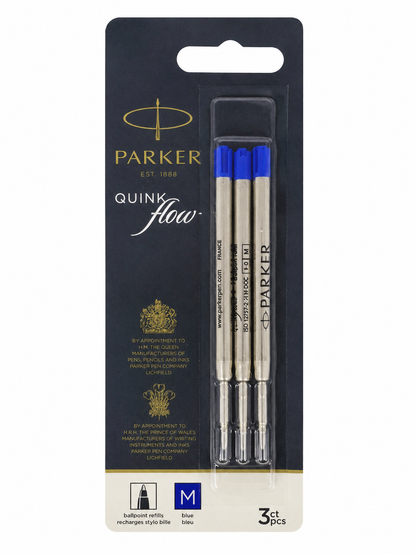 Recargas de Tinta para Bolígrafo Color Azul Punta Media Paquete de 3 Unidades.