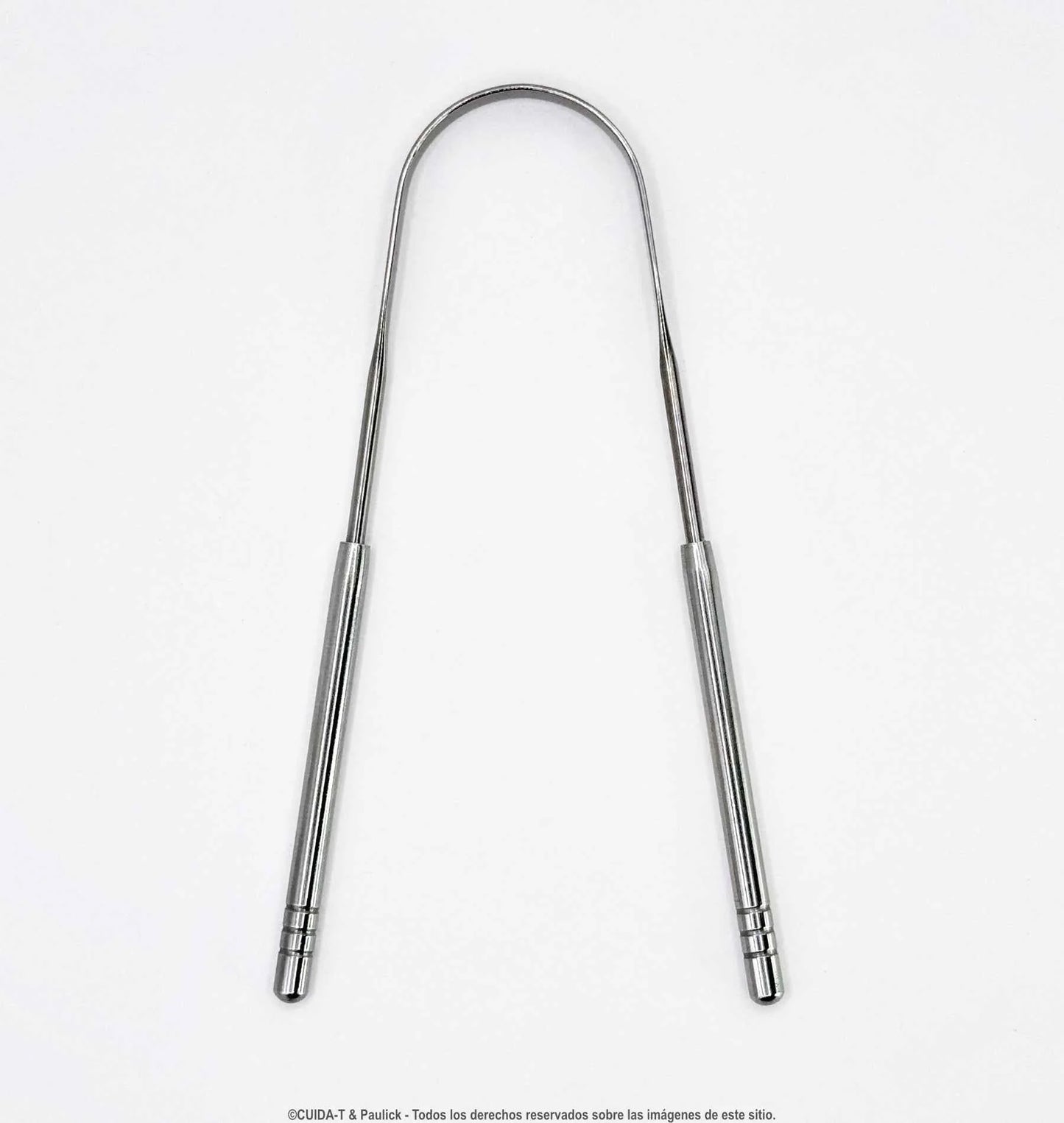Raspador de lengua está fabricado en acero inoxidable de grado quirúrgico.