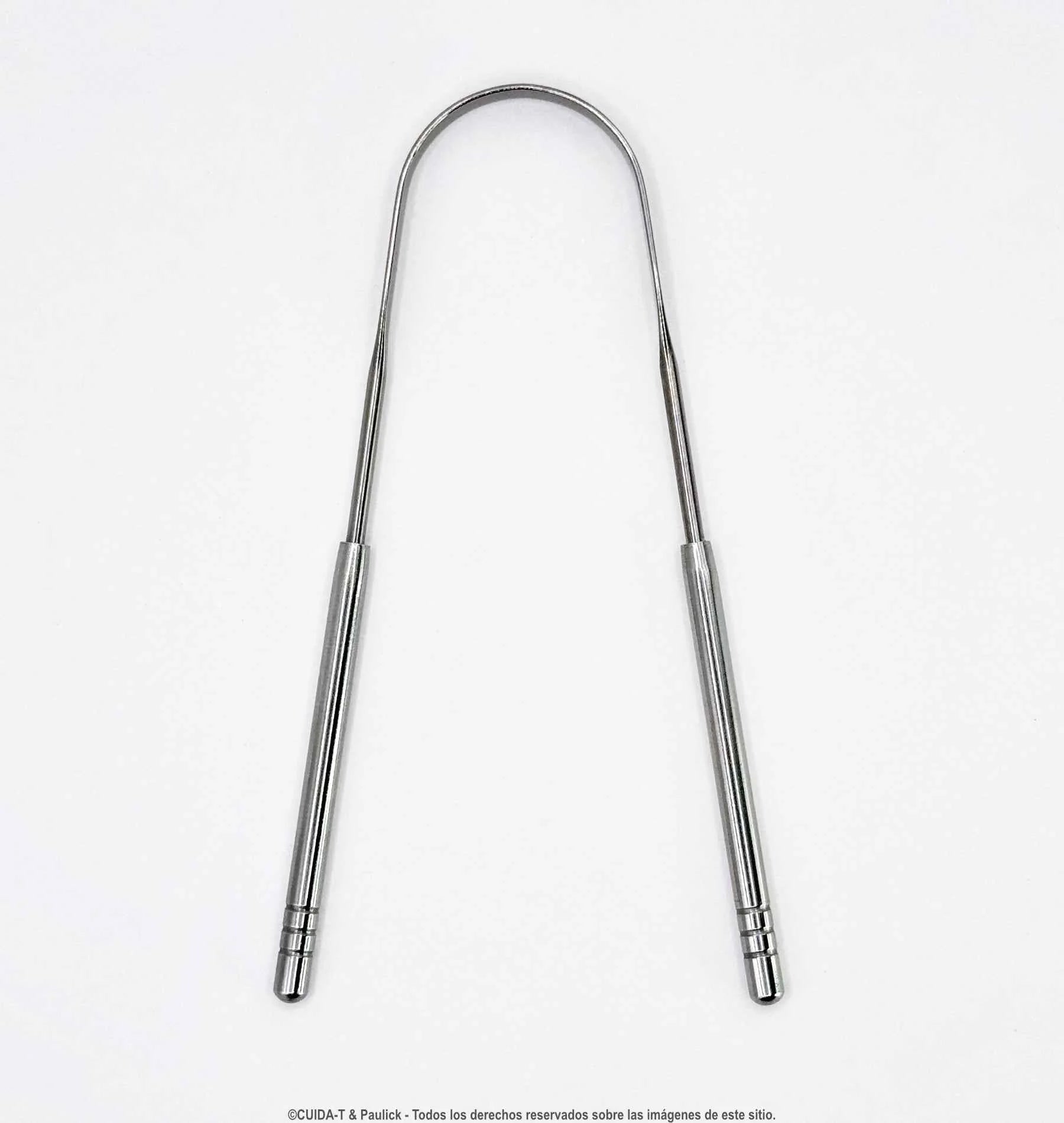 Raspador de lengua está fabricado en acero inoxidable de grado quirúrgico.