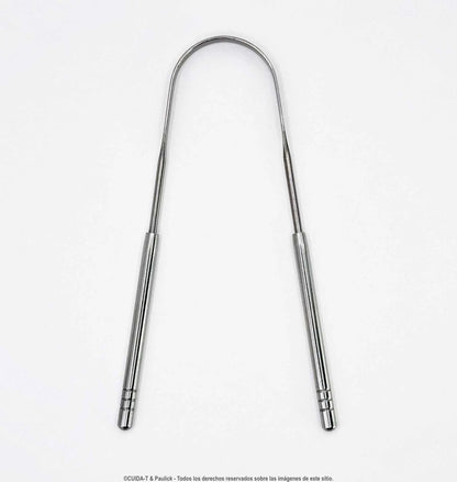Raspador de lengua está fabricado en acero inoxidable de grado quirúrgico.