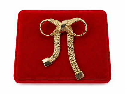 Broche Decorativo en Forma de Lazo Dorado para Mujer.