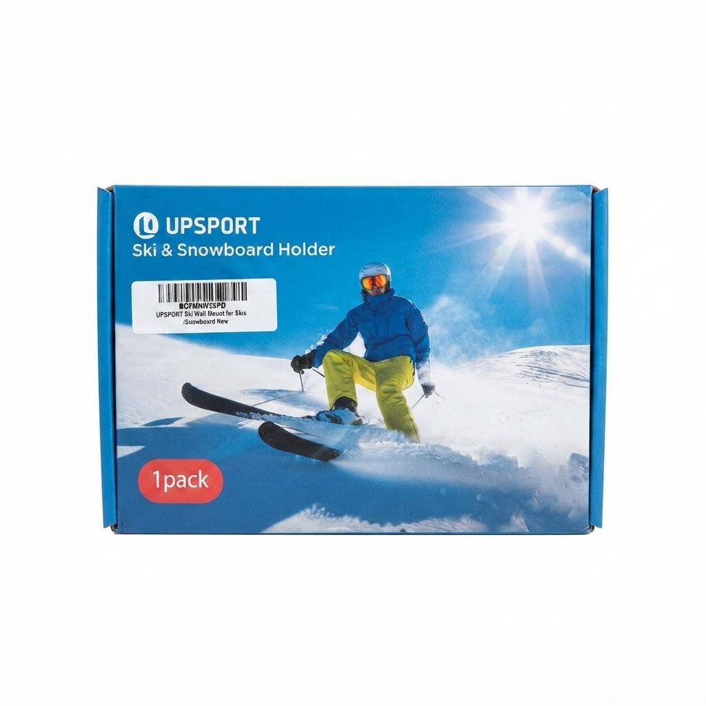 Soporte de pared diseñado para organizar y almacenar de forma segura equipos de esquí y tablas de snowboard.