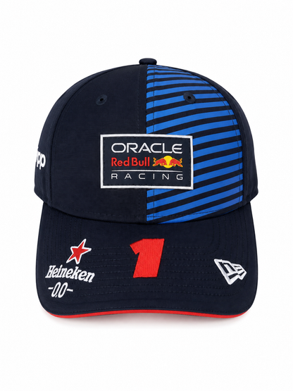 Gorra Deportiva Ajustable Estilo Racing con Bordado Número 1 Color Azul Marino.