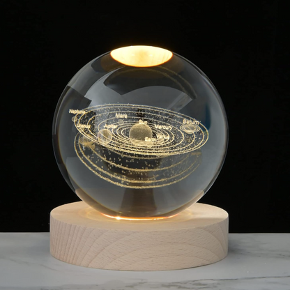 Lámpara decorativa de bola de cristal 3D, 3.150 in (3.15 pulgadas), modelo de sistema solar con base de lámpara LED