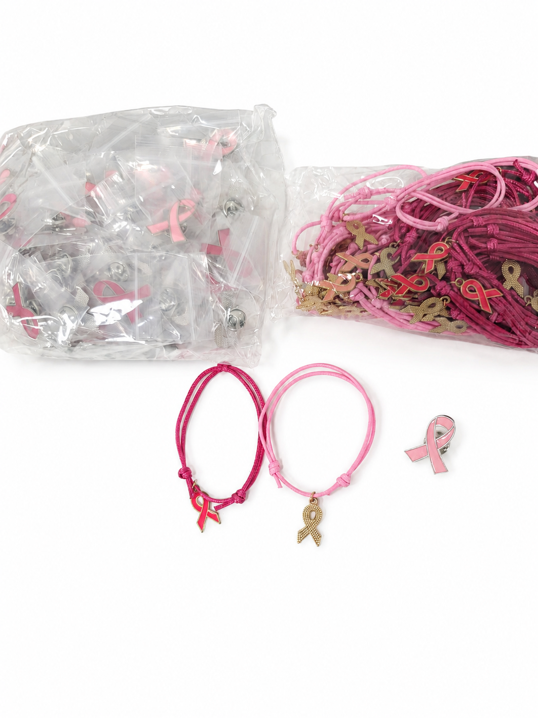 Pulseras Ajustable con Lazo Rosa de Concientización.