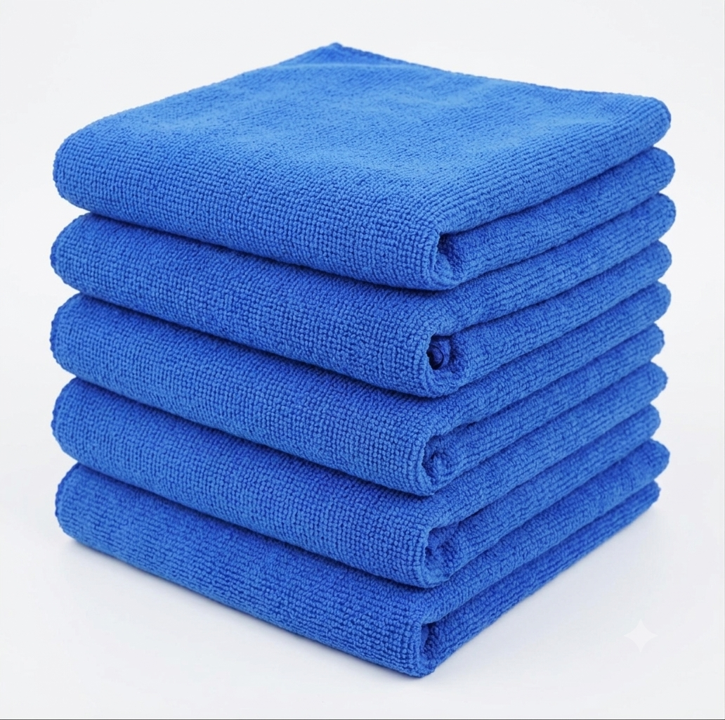 Pack de toallas de microfibra azules para vehiculos (20 piezas).
