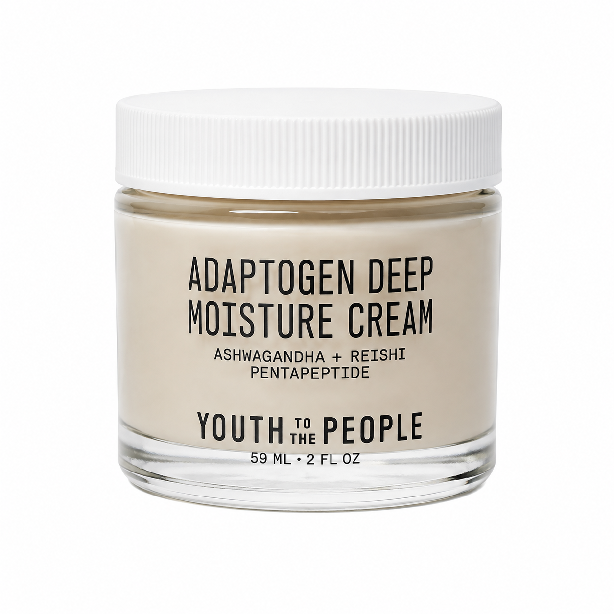 Crema Hidratante Facial de Humectación Profunda con Ashwagandha, Reishi y Pentapéptidos, 59 ml.