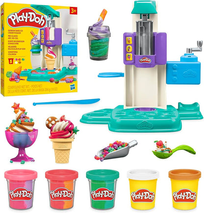 Juego que  incluye una máquina para crear helados de masa con efecto remolino.