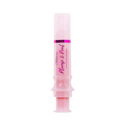 Brillo labial voluminizador con un empaque único en forma de jeringa.