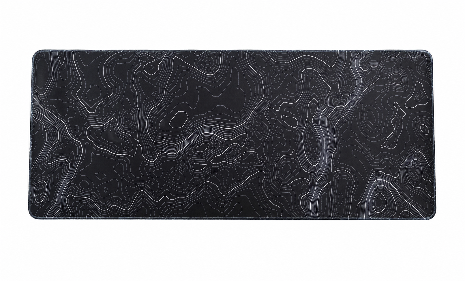 Alfombrilla extendida para escritorio y ratón con diseño topográfico gris.