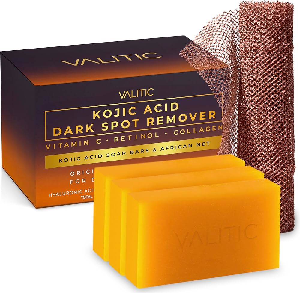 Jabón formuladas con ácido kójico, cúrcuma, vitamina C y retinol.