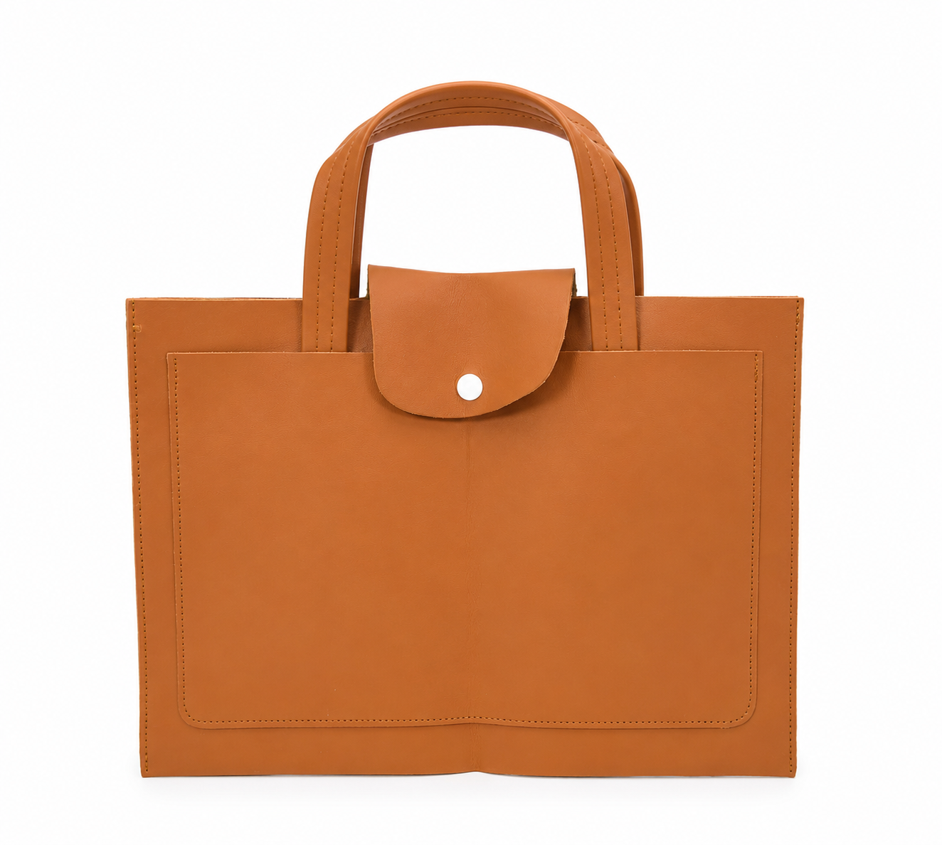 Bolso Tote Estructurado de Cuero Sintético con Cierre de Broche y Doble Asa.