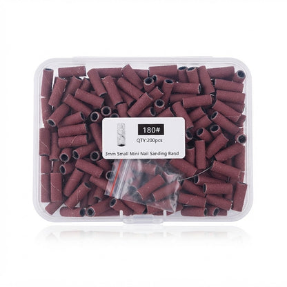 Bandas de lijado miniatura de 3 mm grano 180# para pulido de uñas, con una cantidad de 200 piezas.