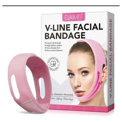 Vendaje facial en V para lifting y reafirmación de la piel.