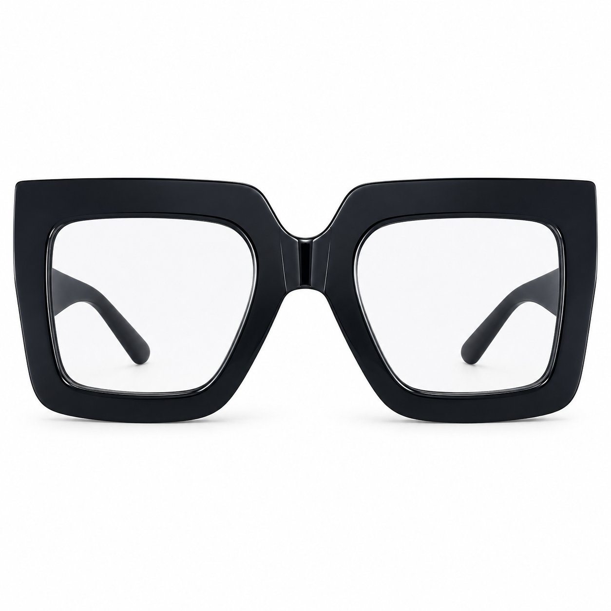 Lentes negras de gran tamaño con diseño cuadrado.