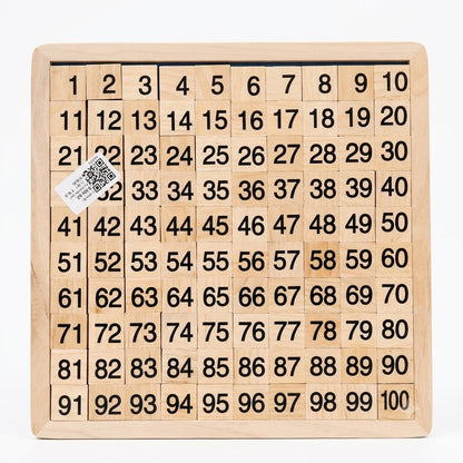 Tablero de 100 números montessori o tabla del 100 de madera.
