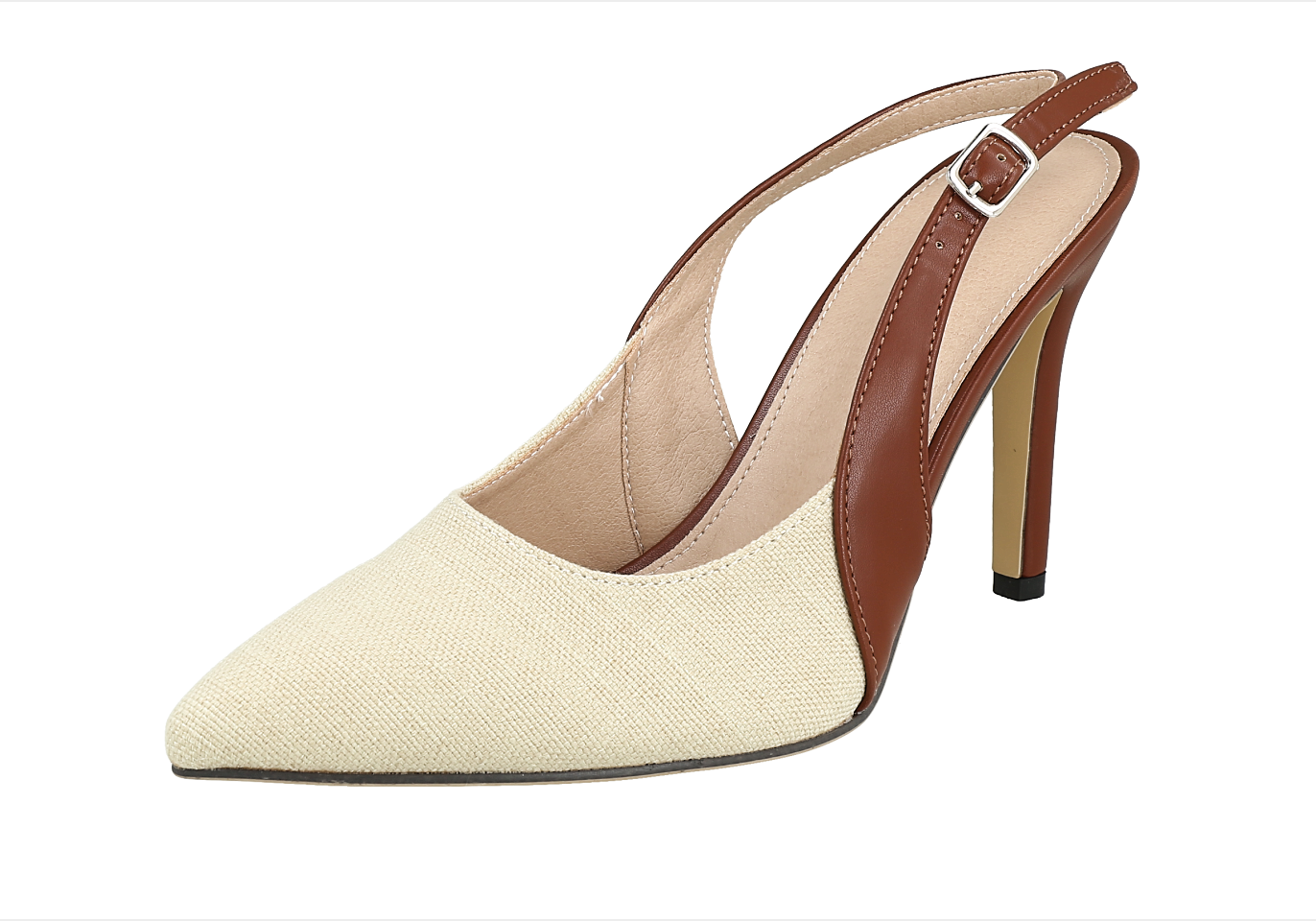 Zapatos de tacón de aguja destalonados diseño de dos tonos, size 39