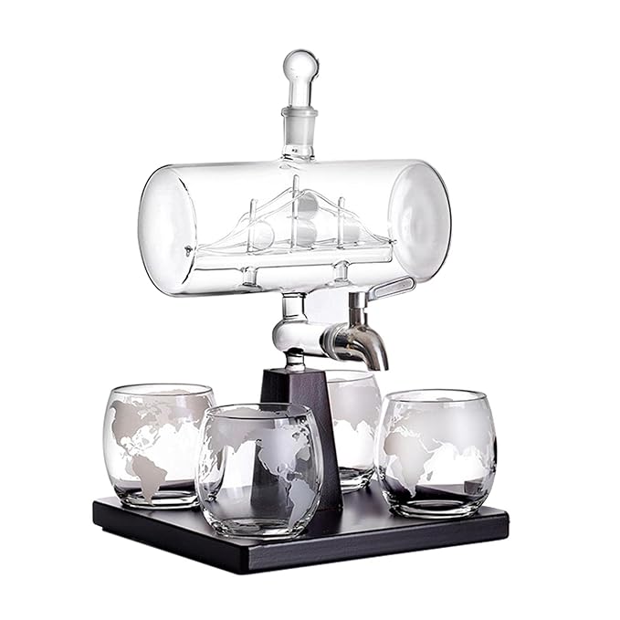 Juego de decantador de whisky de 1000 ml, decantador de vino, dispensador de bebidas y licores.