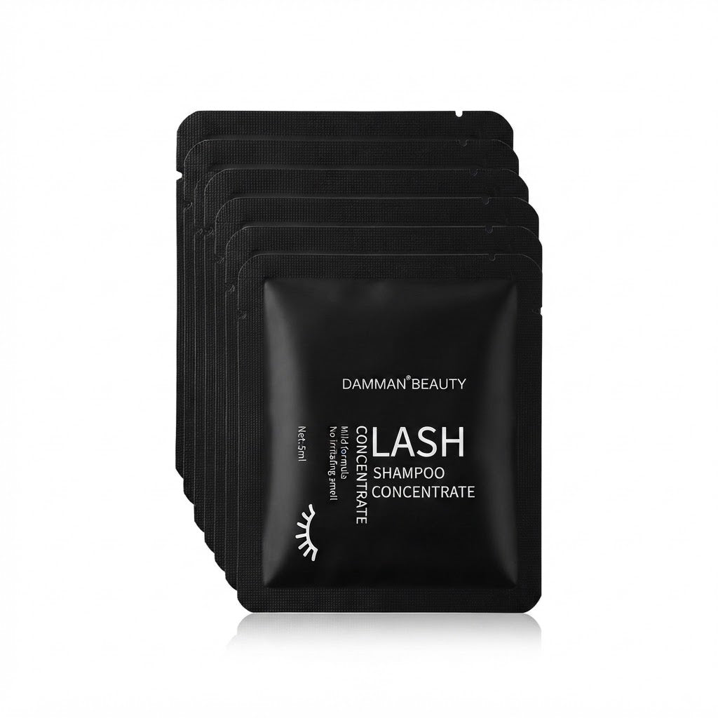 Pack de 9 sobres de champú concentrado para pestañas de 5ml.