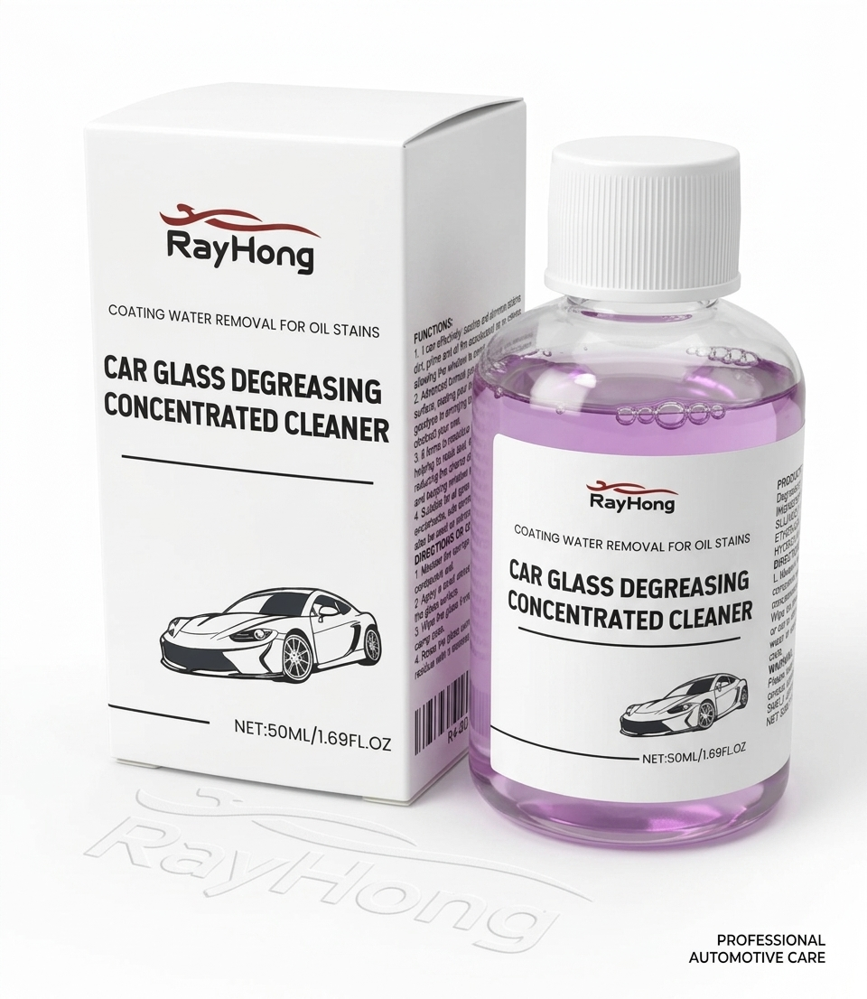 Limpiador concentrado de vidrios automotrices en botella de 50 ml.