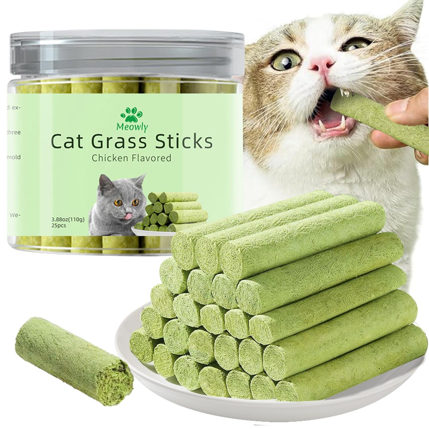 Snacks diseñados para ayudar a la eliminación de bolas de pelo y la limpieza dental en gatos.