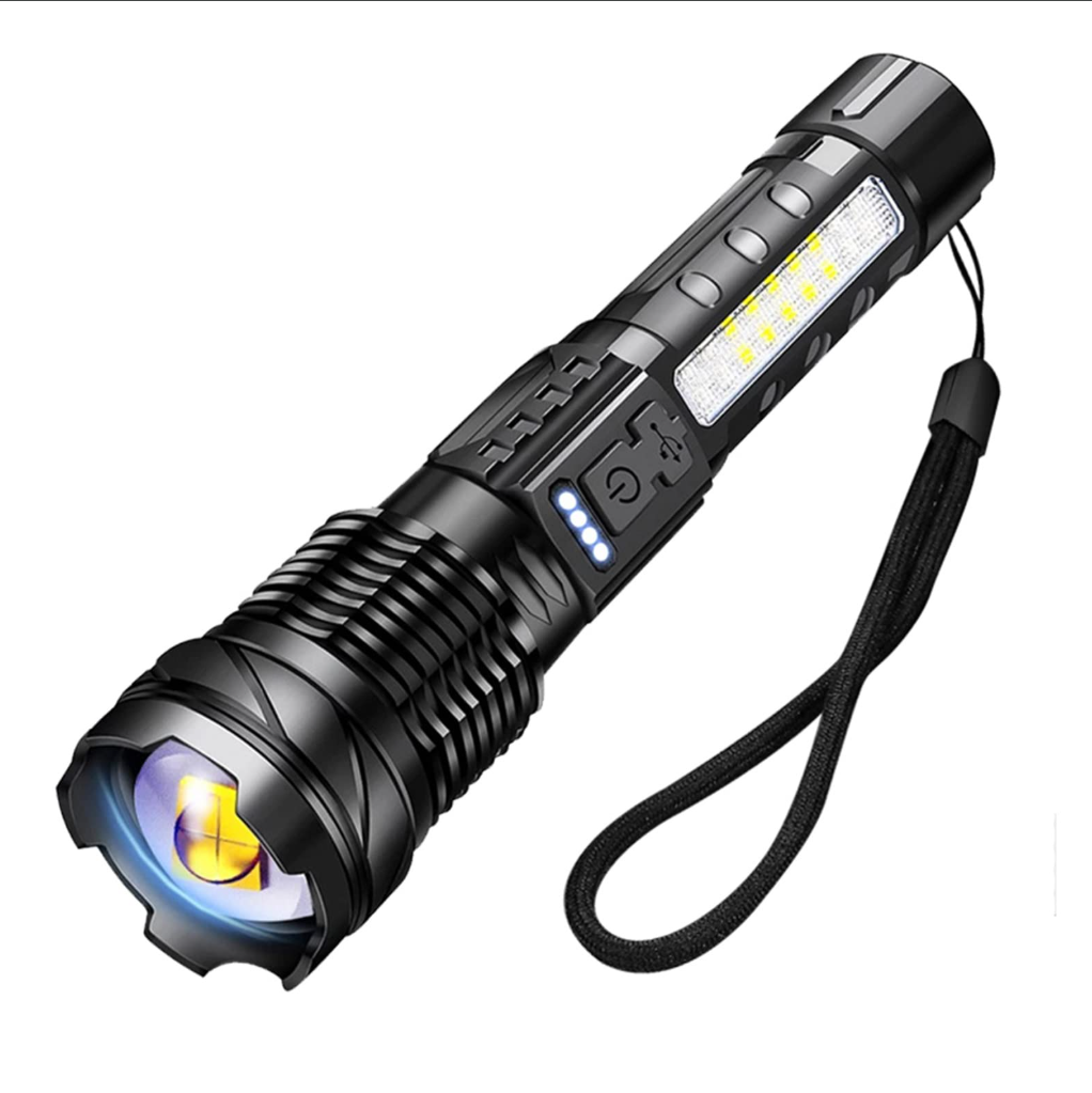 Linterna recargable, identificada como el modelo A76.