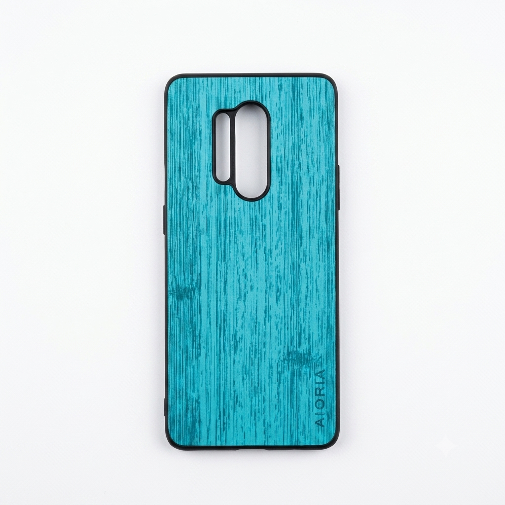 Case para OnePlus 8 Pro, textura de tela azul y diseño tipo veta de madera.