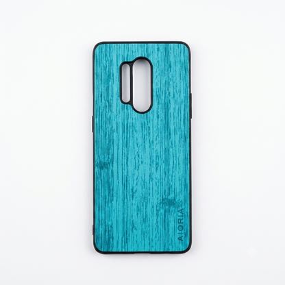 Case para OnePlus 8 Pro, textura de tela azul y diseño tipo veta de madera.