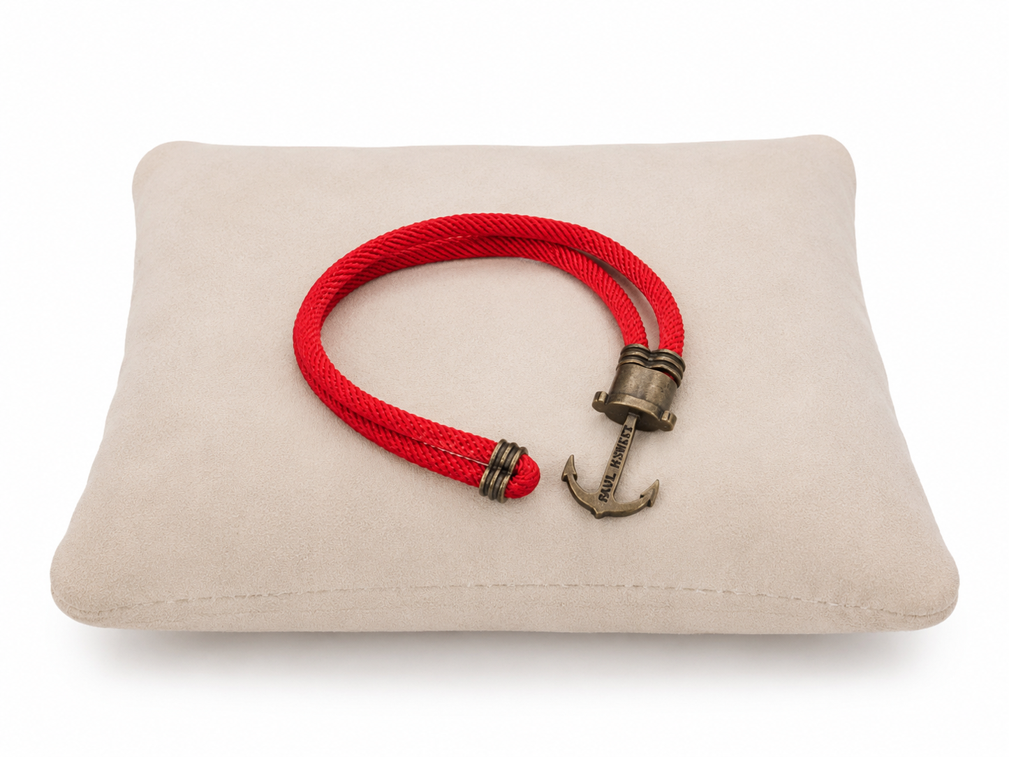 Pulsera Náutica de Cuerda Roja con Cierre de Ancla Decorativa.