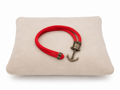 Pulsera Náutica de Cuerda Roja con Cierre de Ancla Decorativa.