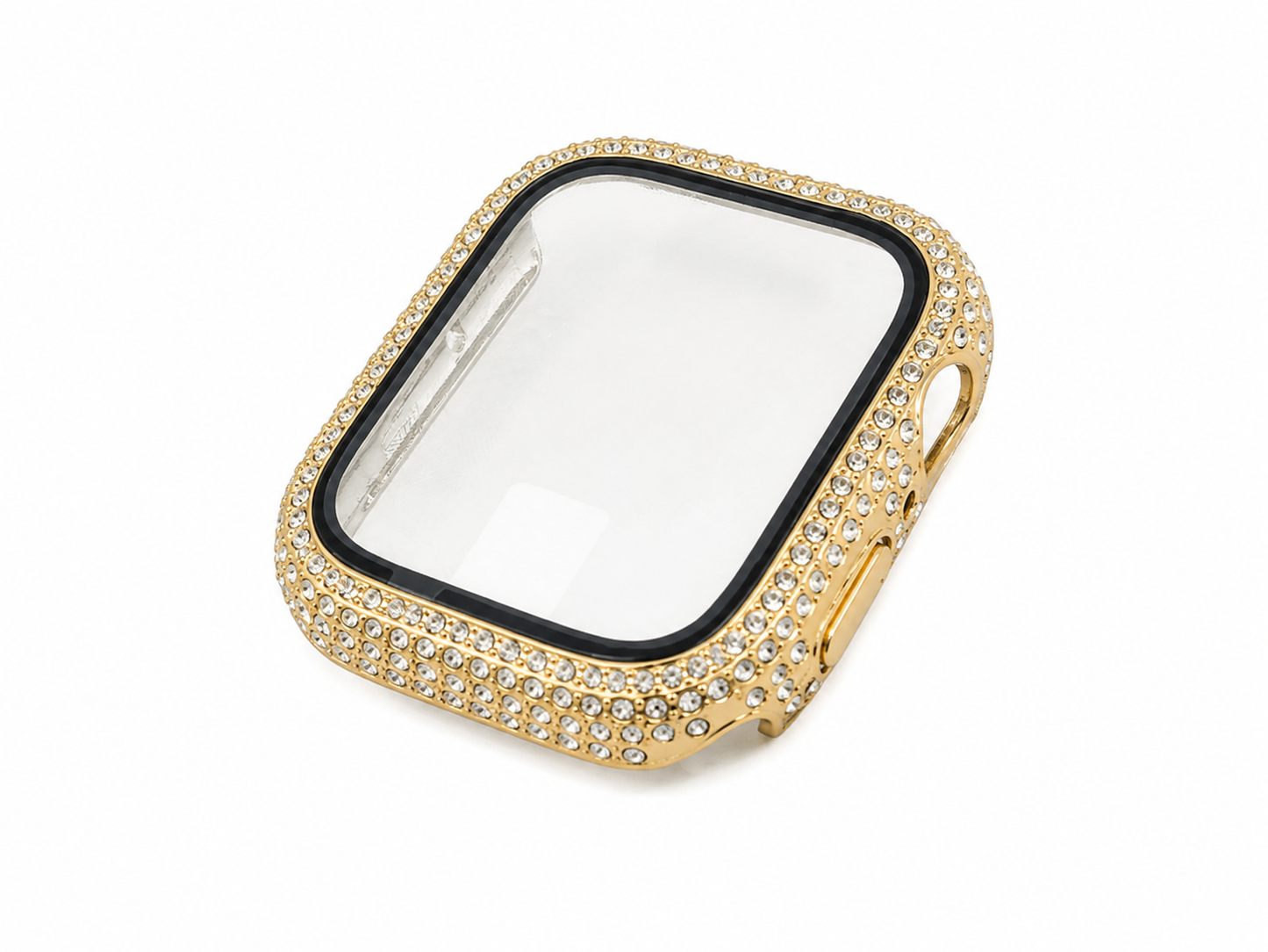 Funda Protectora con Cristales Brillantes para Reloj Inteligente Color Dorado.