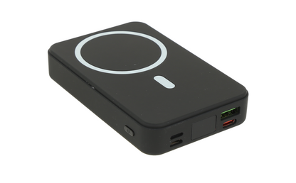 Banco de energía inalámbrico magnético con Fast Charger, negro.
