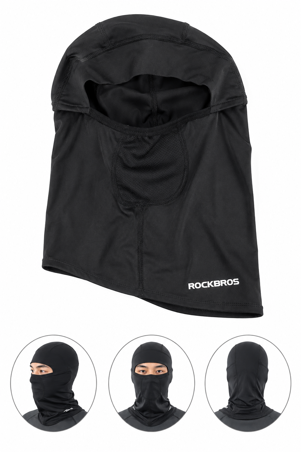 Pasamontañas Deportivo Negro Transpirable para Ciclismo y Motociclismo.
