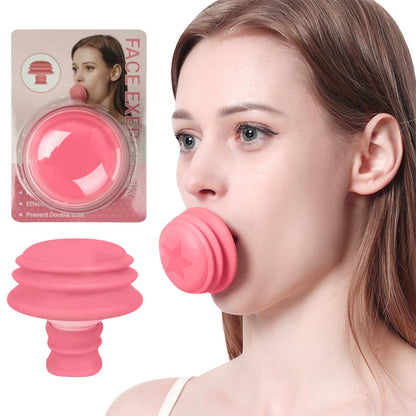 Facial de silicona rosada está diseñado para reafirmar los músculos del rostro y reducir la papada.