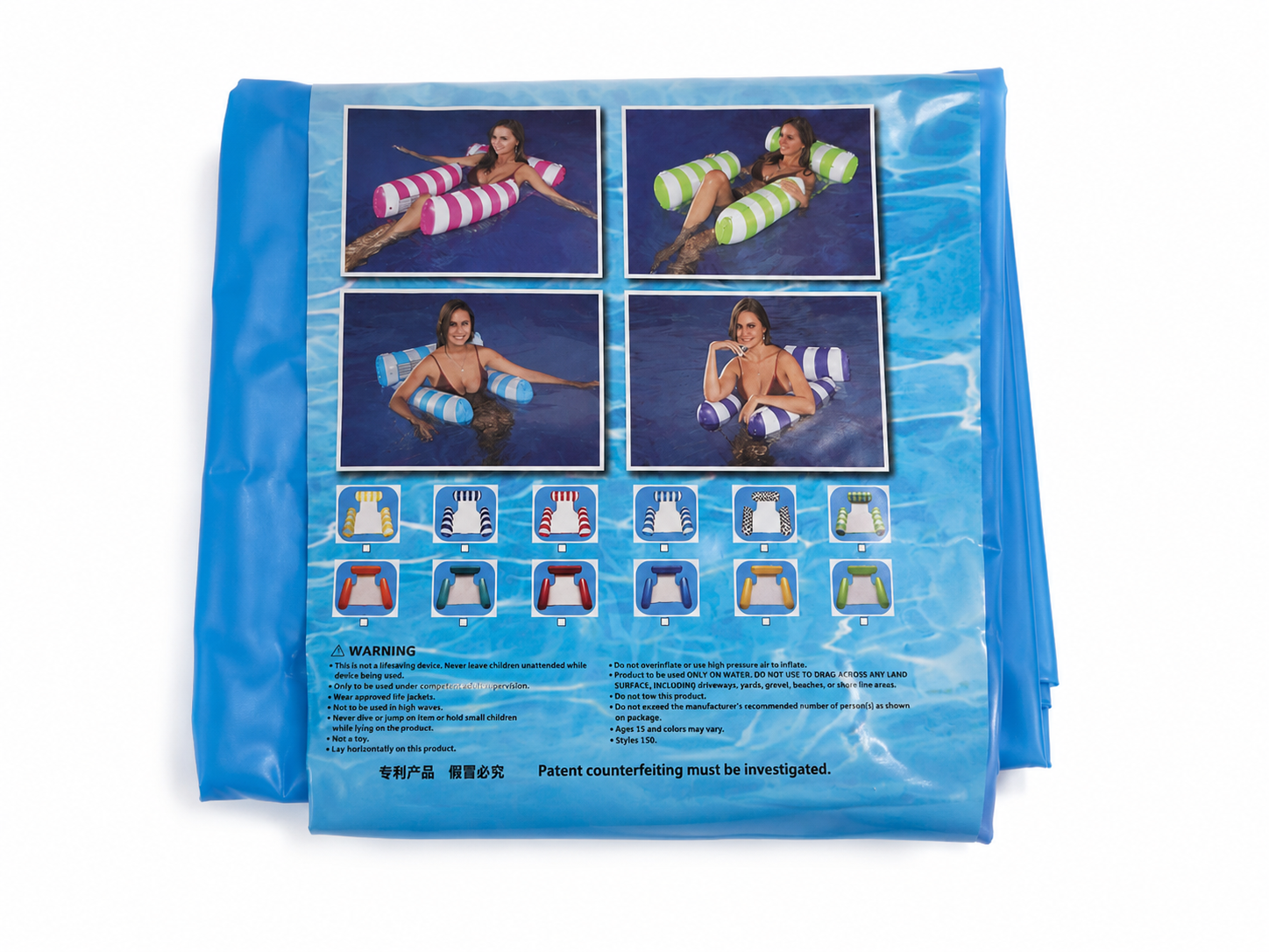 Silla Flotante Inflable para Piscina y Playa, azul.