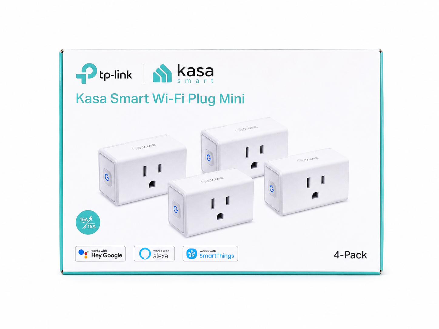 Paquete de 4 Enchufes Inteligentes WiFi para Automatización del Hogar Compatible con Asistentes de Voz.