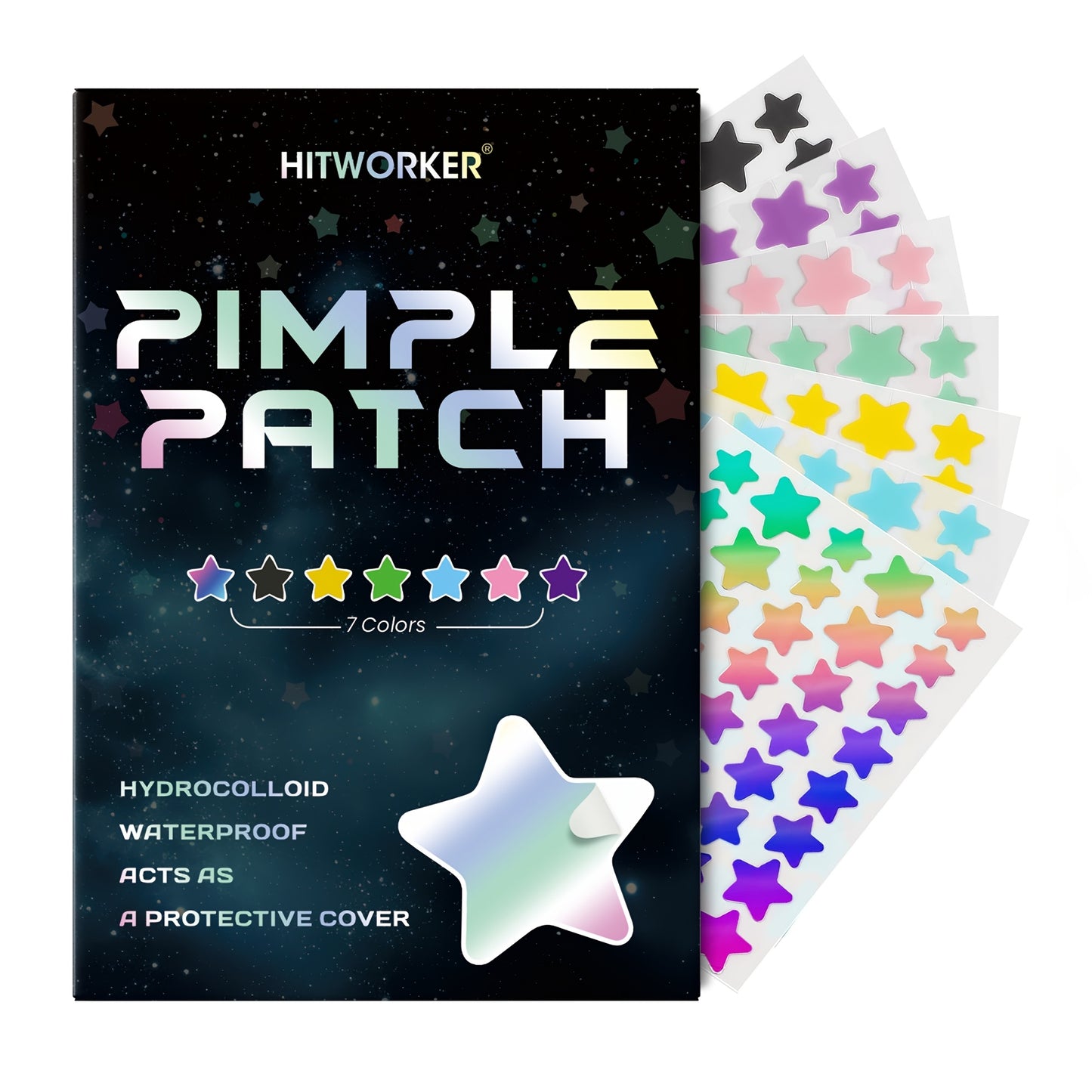 Parches hidrocoloides para el acné en forma de estrella.