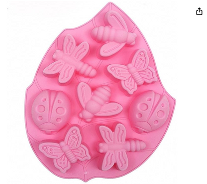 Molde de silicona figuras de insectos, rosa.