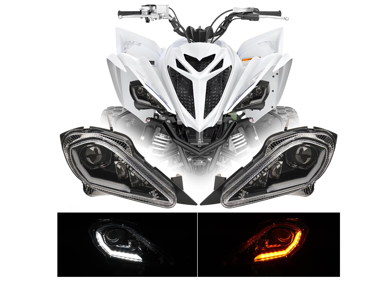 Conjunto de faros delanteros LED para Yamaha Raptor 250 350 700 700R YFZ450 YFZ450R YFZ450X YFZ450V Wolverine 350 450