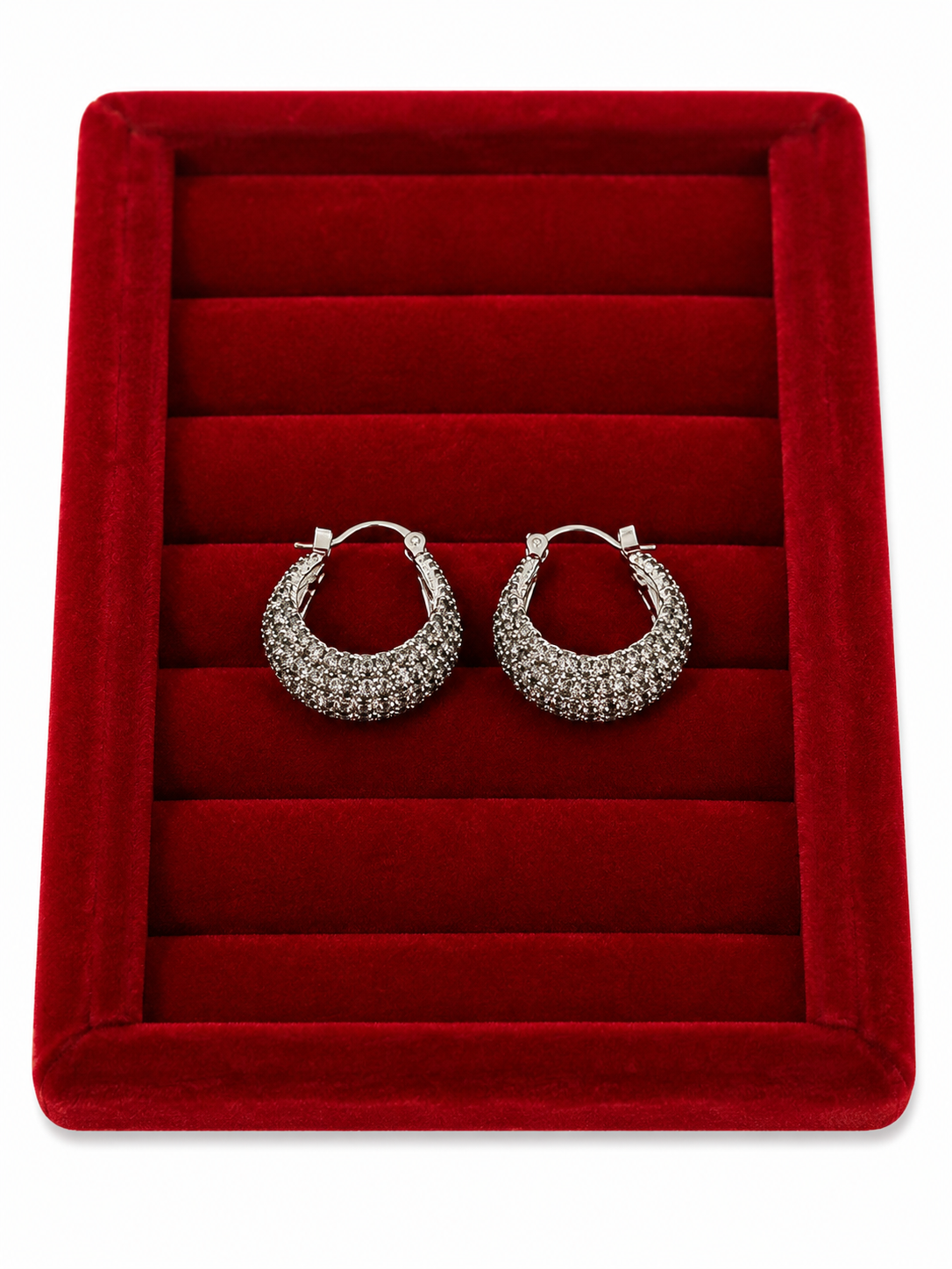 Aretes Hoop con Brillantes Plateados para Mujer – Pendientes Elegantes con Cristales Brillantes Estilo Luxury Fashion.