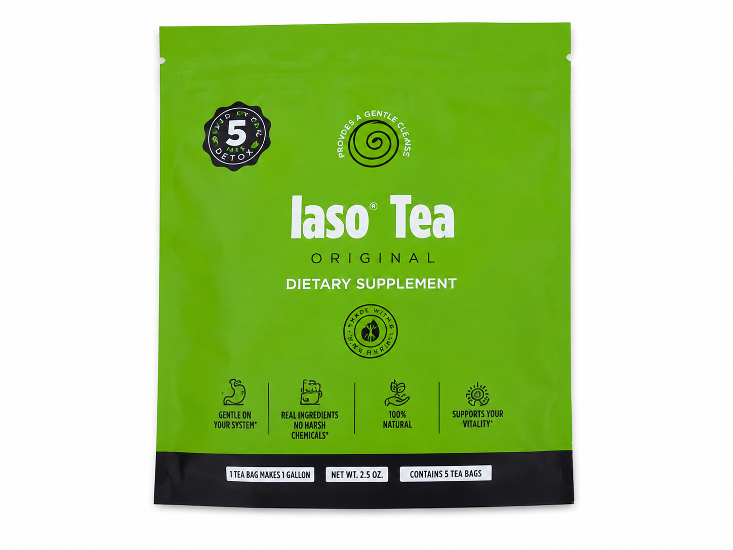 Té herbal original en bolsa resellable para suplemento dietético.