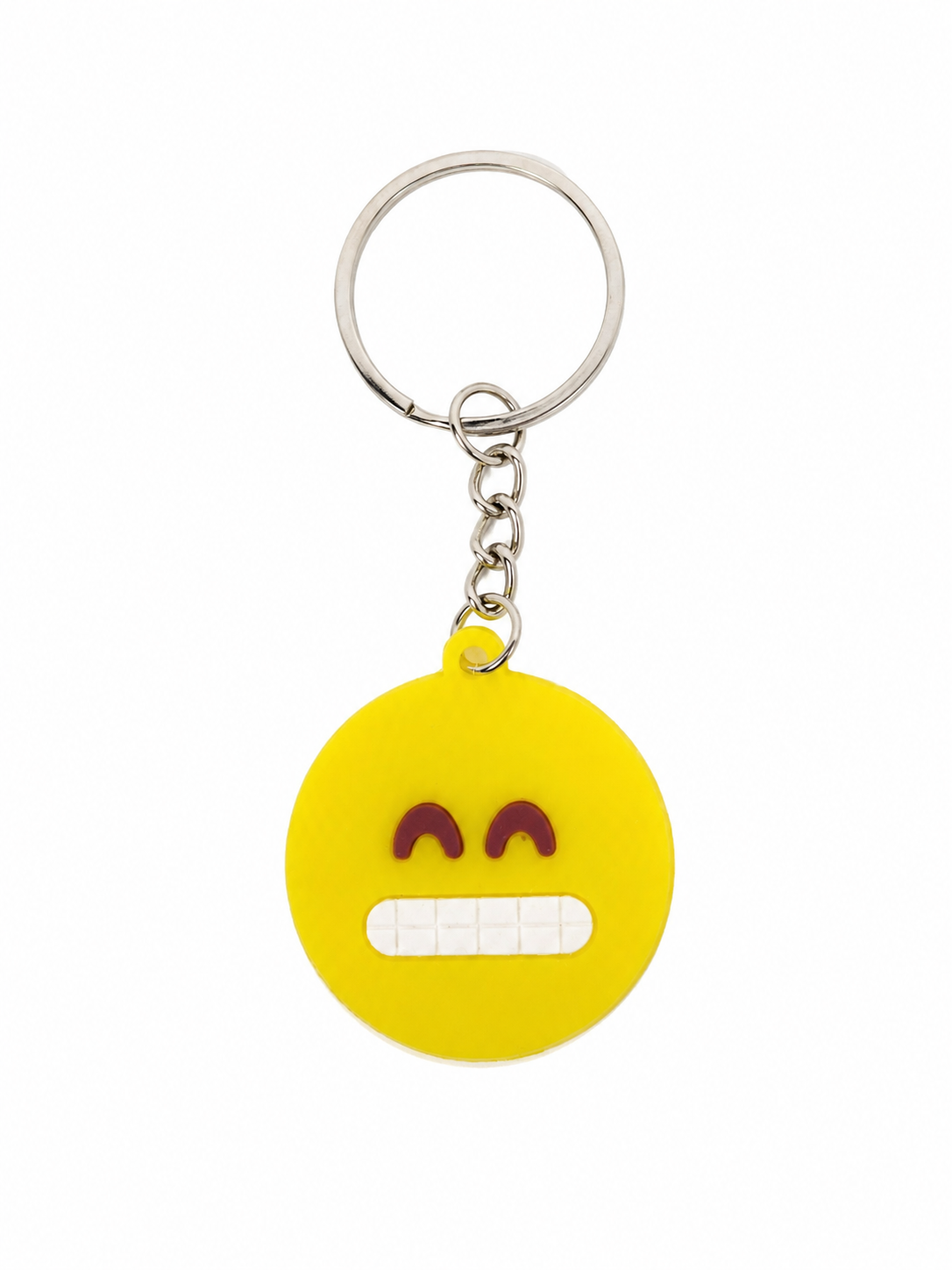 Llavero Colgante de Emoji Sonrisa Nerviosa Color Amarillo.