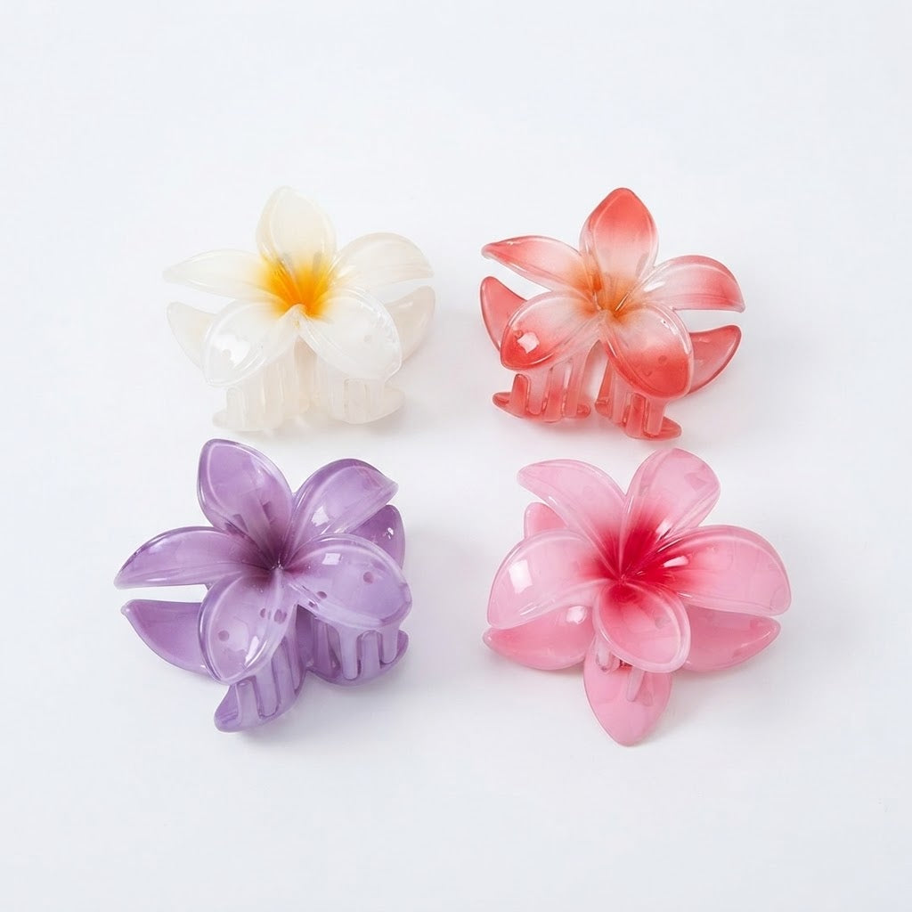 Pinzas para el cabello con diseño de flor hawaiana
