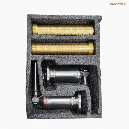 Kit incluye componentes de latón estriado y piezas de acero inoxidable para una instalación de grifería de pared.