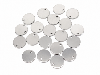 Set de Dijes Redondos de Acero Inoxidable para Grabado y Personalización.